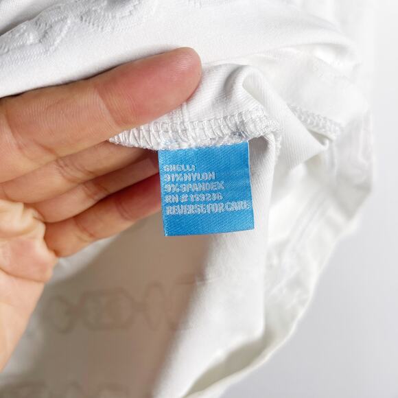 J McLaughlin S White Chainlink Carly Catalina Cloth Split V Neck 3/4 Sleeve Top - Picture 9 of 10